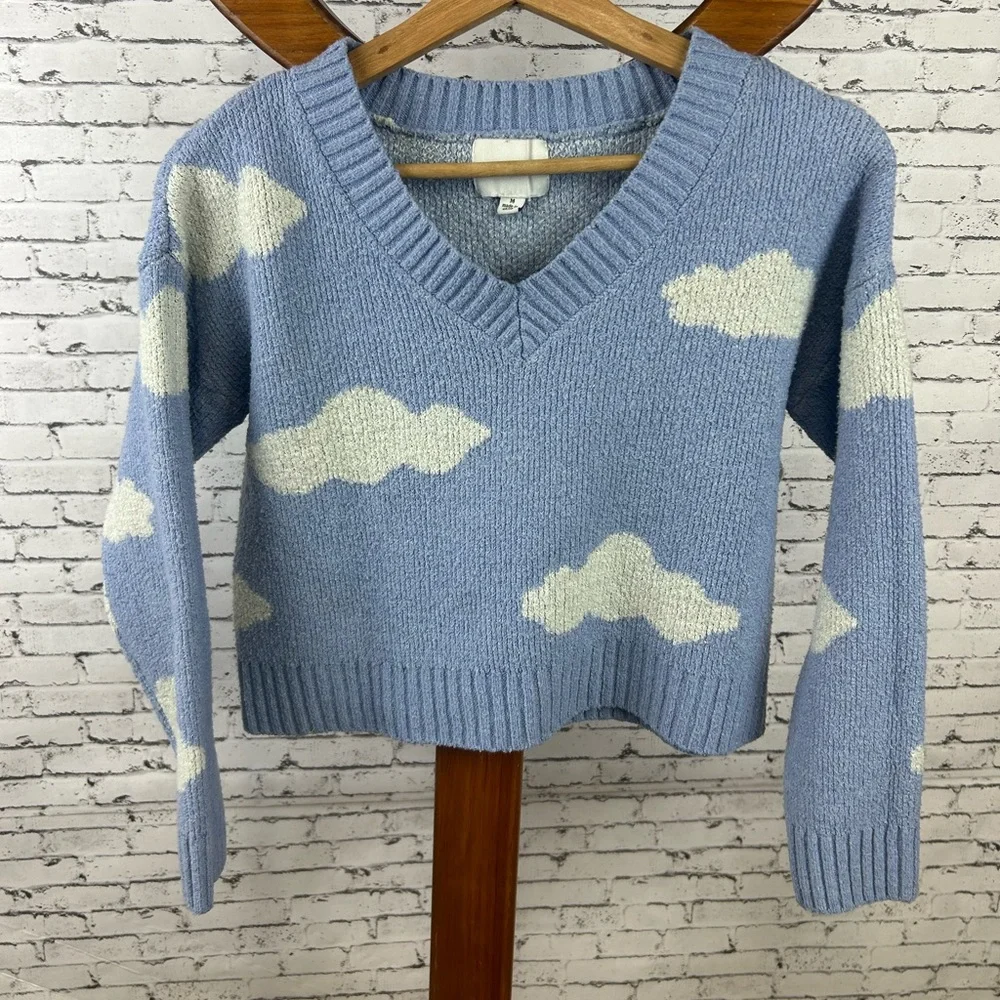 Pink Rose | light blue cloud v neck cropped sweater size M - Picture 4 of 6